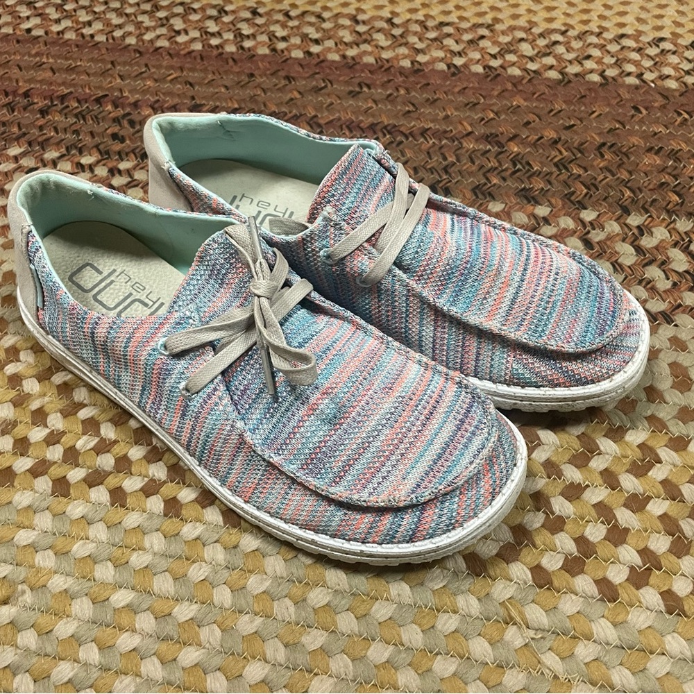 Hey Dude Pink and Blue Sneakers Slip-On Comfort